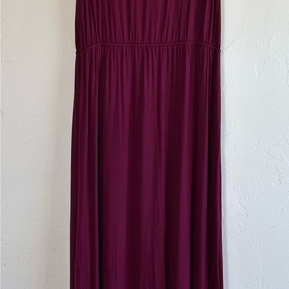 Apt. 9 Wine/Burgundy V-Neck Ruffle Sleeveless Maxi Dress with Side Slit Sz L - Picture 7 of 13